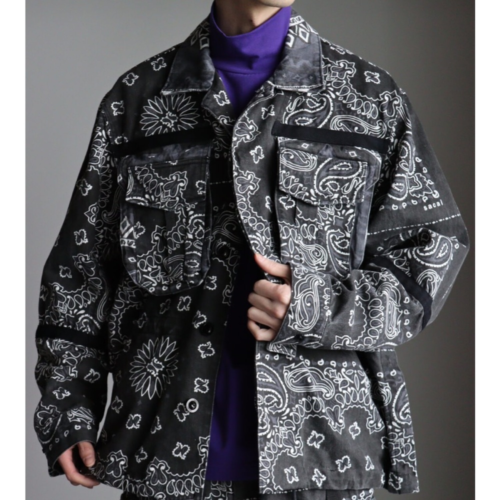 Sacai Black and White Paisley Jacket